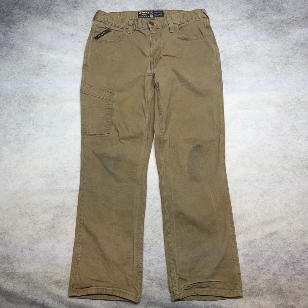 Ariat Rebar M4 Relaxed Straight Leg Work Pants Khaki 34x30 Durable Workwear